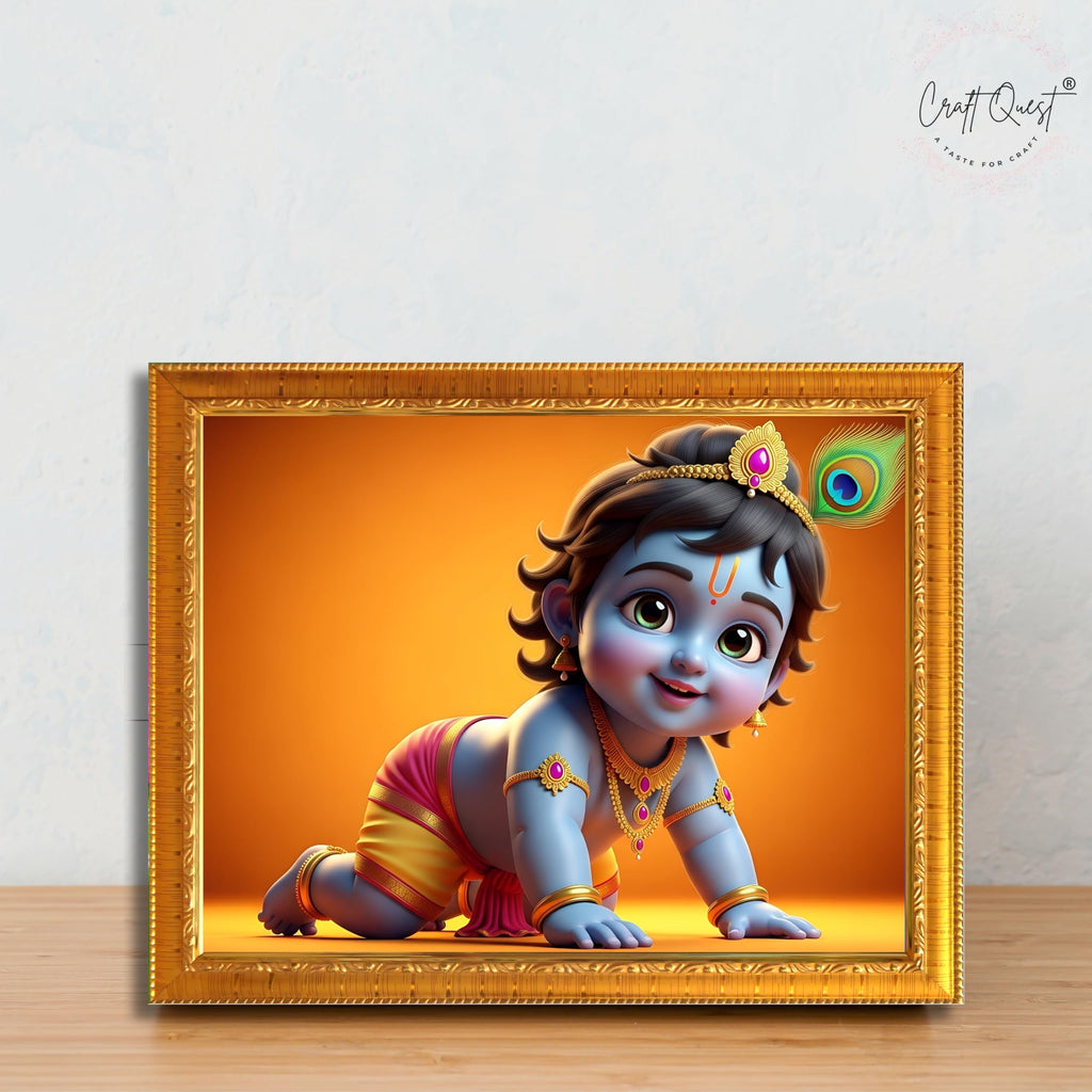 CRAFT QUEST Shri Bal Gopal Painting | Krishna Photo Frames for Walls, Home, Living Room and Home Décor