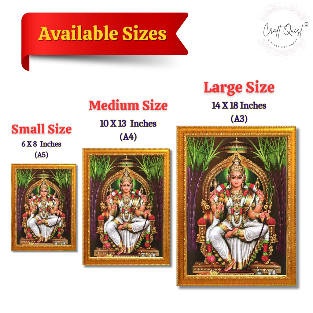 CRAFT QUEST Lalitha Devi Tripura Sundari Mata Wall Painting Photo Framed | South God Picture Frame for Home, Office, Temple & Gifting, Decor