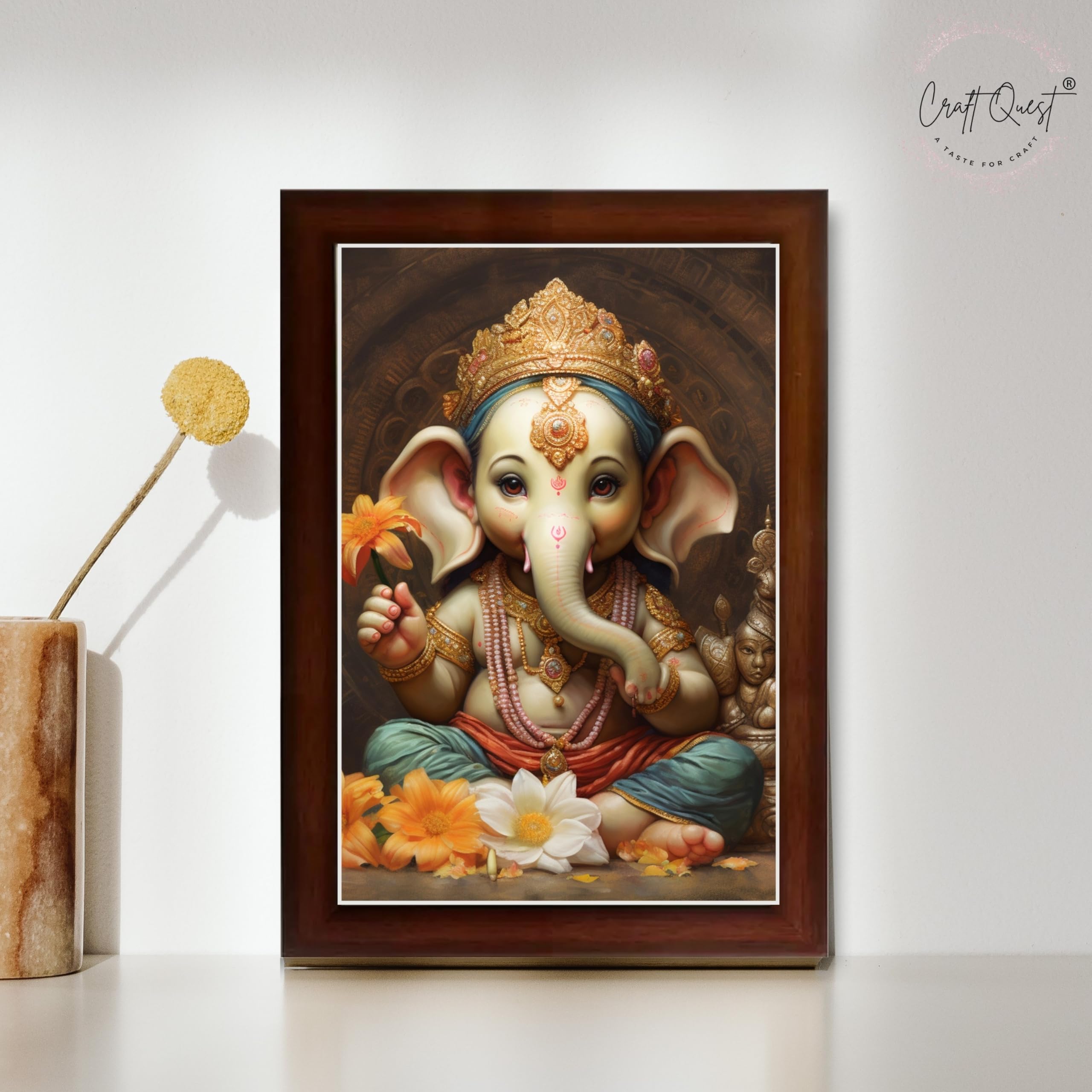 CRAFT QUEST Lord Ganesha Ganpati ji Abstract Modern Wall Painting With Frame For Home and Office Décor