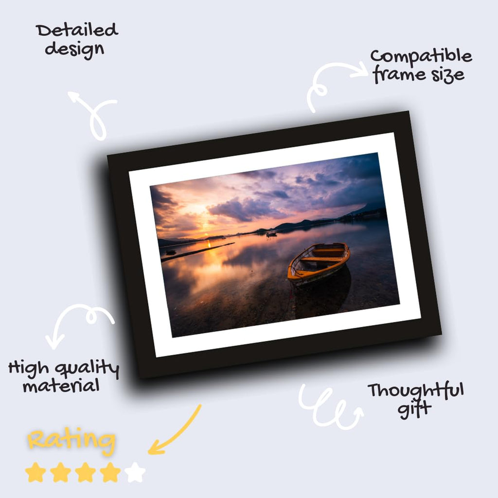 CRAFT QUEST Abstract Digital River Canvas Modern Art Painting Poster Frame for Home & Office Wall Decoration - Portrait, Wall Display (Black, 14x10 Inch Frame with Art Print) (Tropical Reverie)