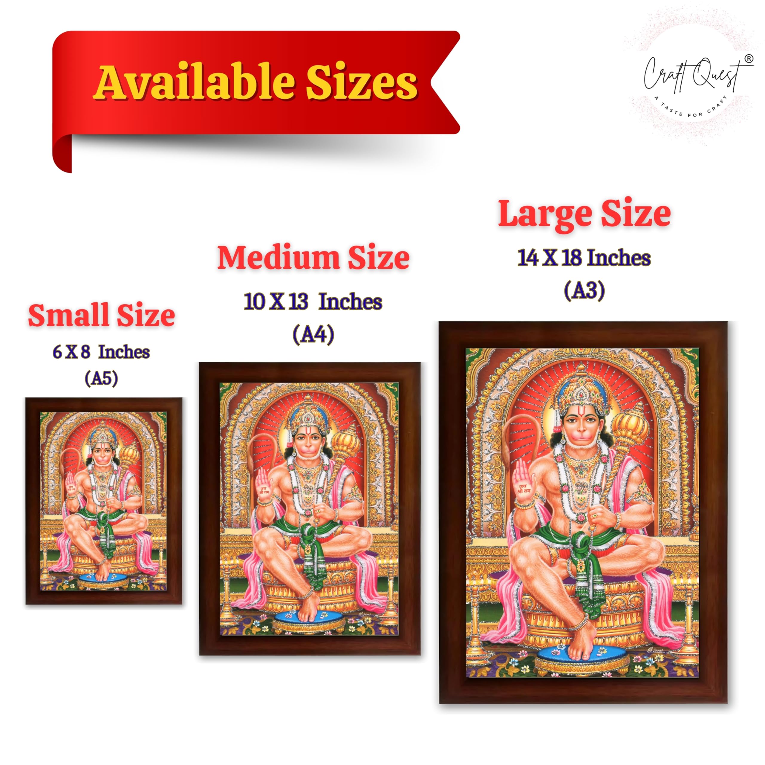 CRAFT QUEST Hanuman JI | Bajrangbali Religious Photo frame Decorative Item Synthetic frame