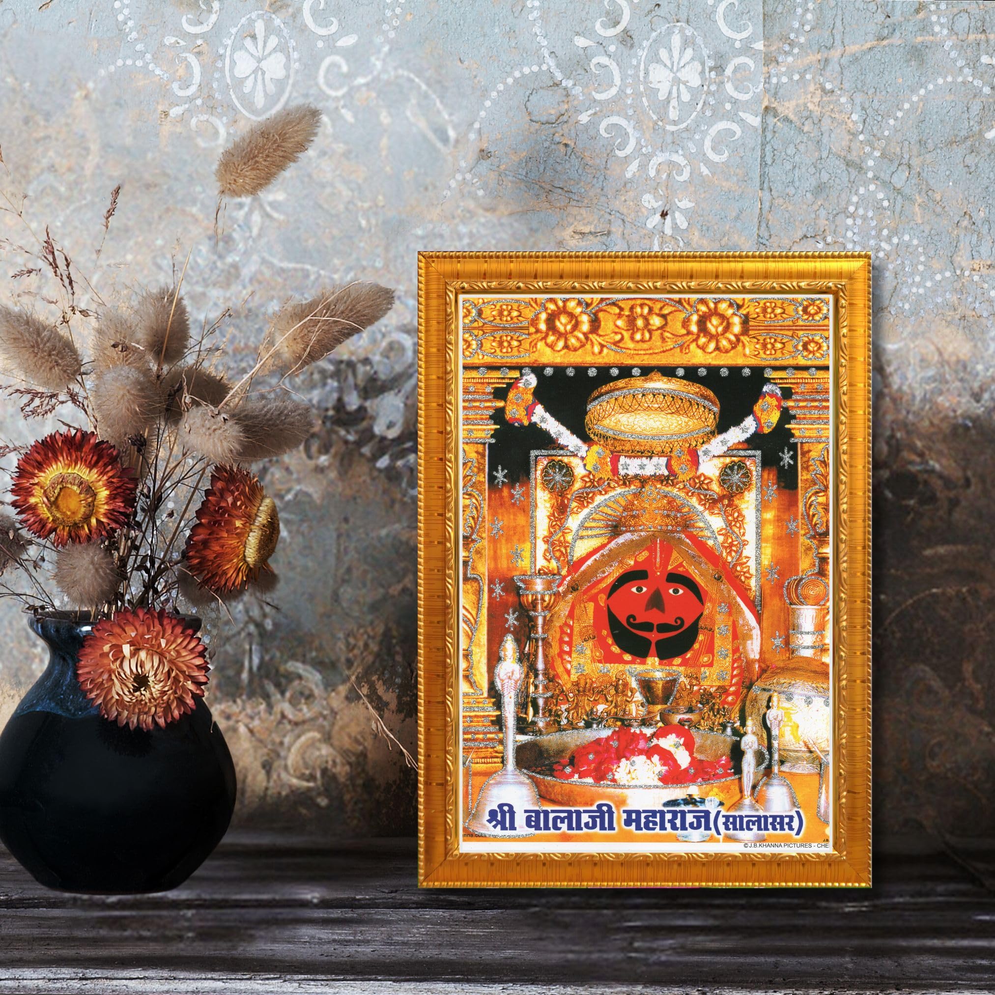 CRAFT QUEST Salasar balaji Hanuman | Bajrangbali Religious Photo with frame for Home Decorative Item Synthetic Wood