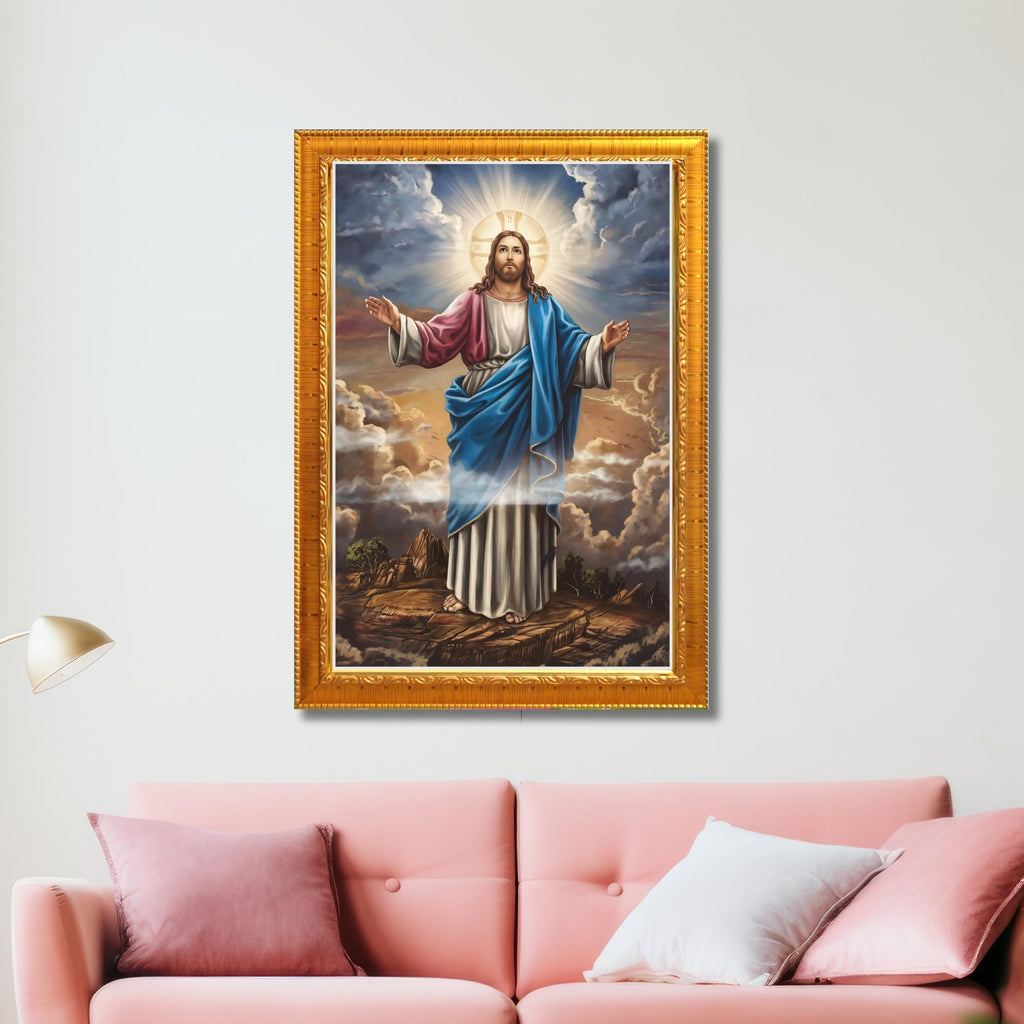 CRAFT QUEST Jesus Christ Photo with Frame, Jesus Painting, Christian Wall Frames Home and Décor