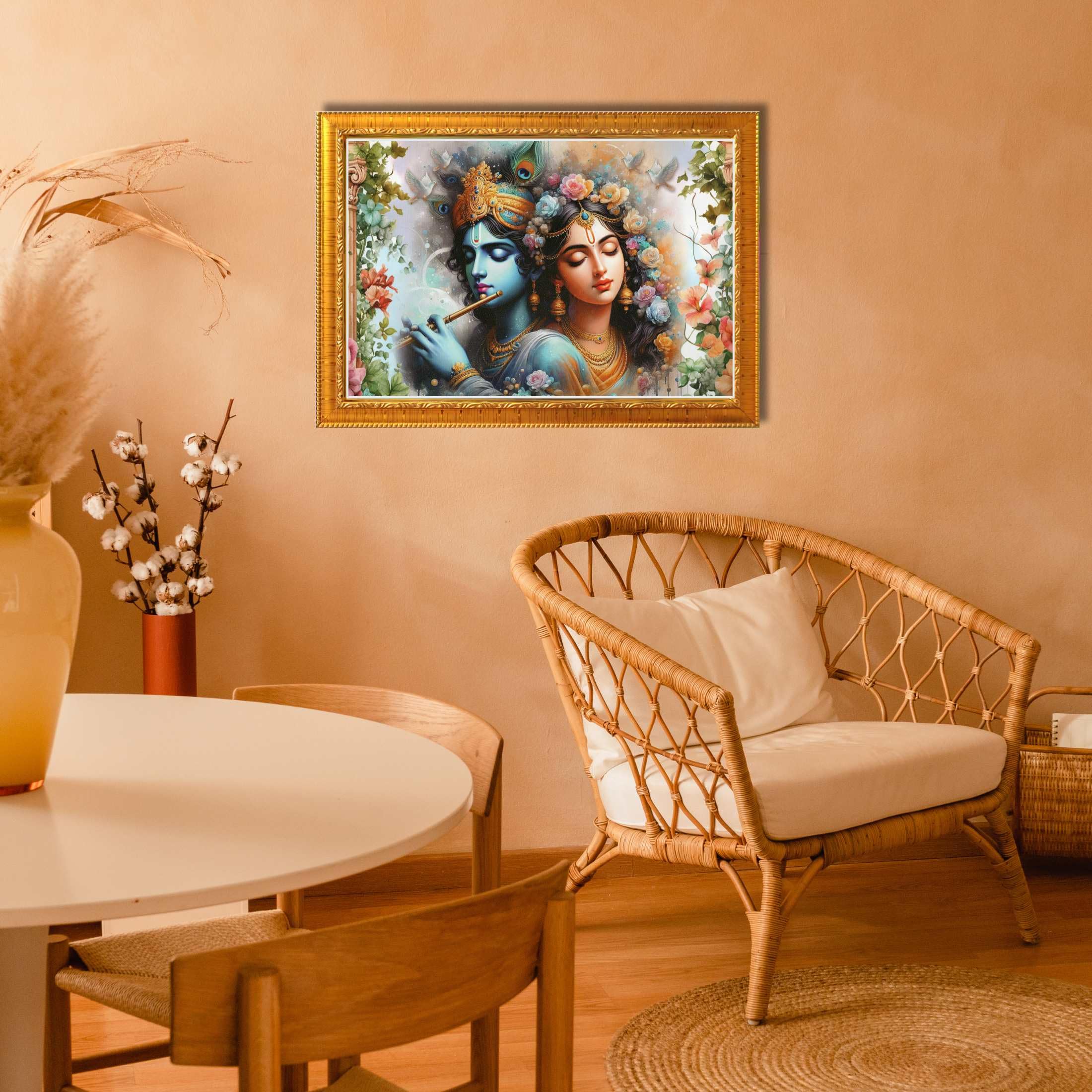 CRAFT QUEST Radha Krishna Art Photo Framed Painting for Home and Bedroom Wall Decoration of Size 14X10 Inches with Frame And Acrylic Glass RK212