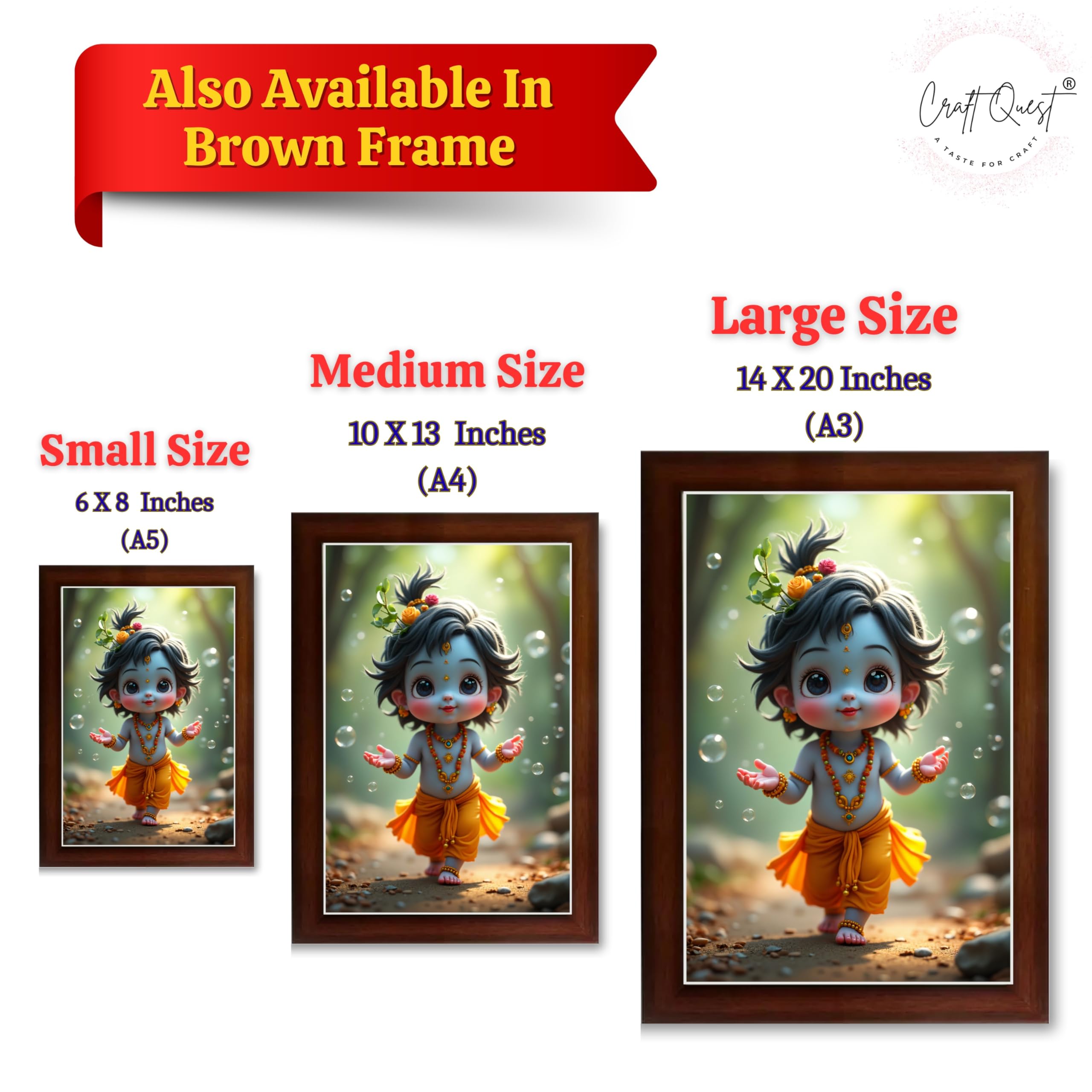 CRAFT QUEST Shri Bal Gopal Painting | Krishna Photo Frames for Walls, Home, Bedroom, Living Room and Home Decor