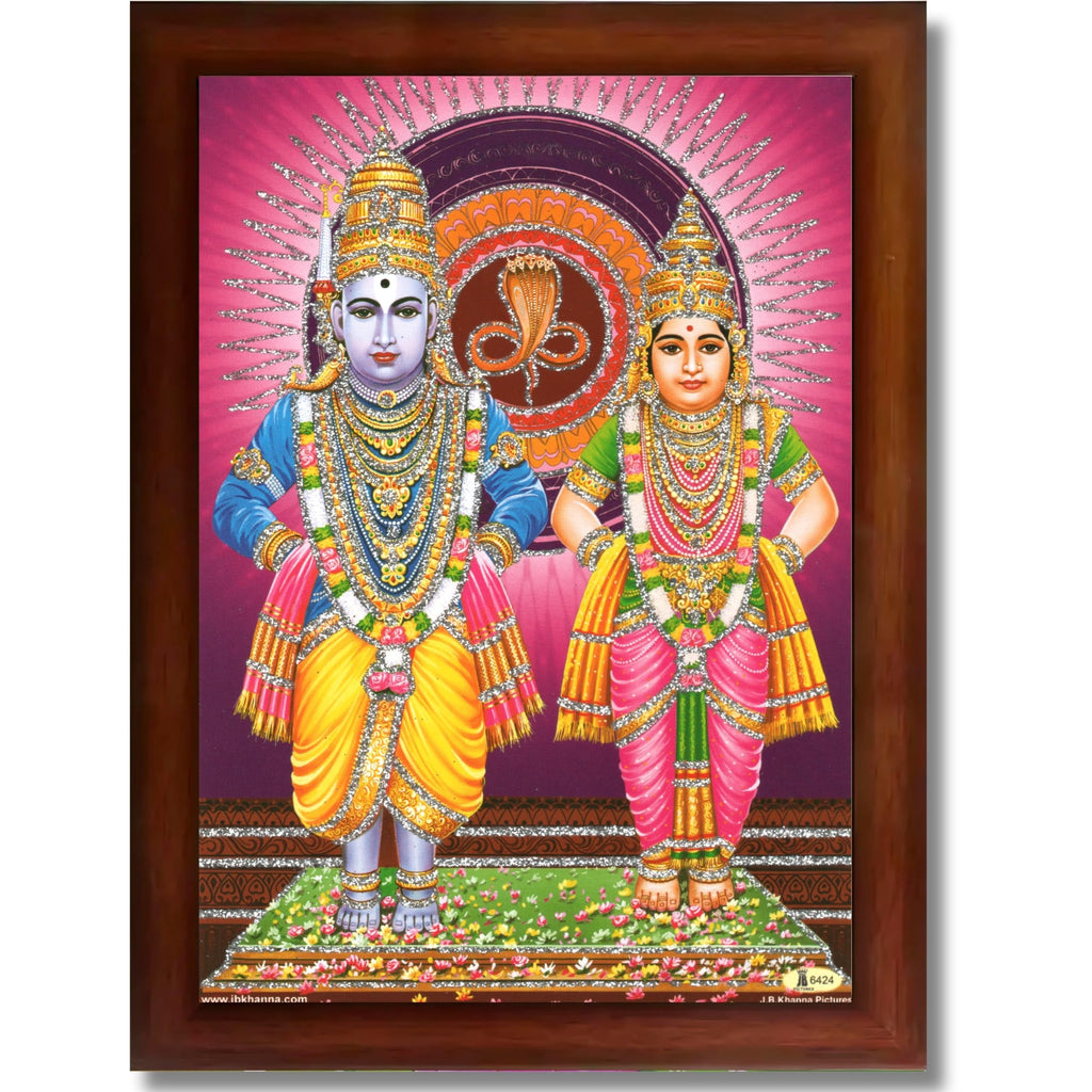 CRAFT QUEST Shri Vitthal Rukmini Photo Frame with Acrylic Sheet Wall Hanging/Gift/Temple/puja Room/Home Decor Frame Item