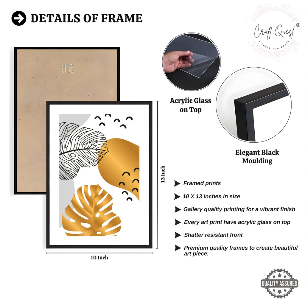 CRAFT QUEST Wall Art Decor Paintings | Set of 3 Abstract Wall Art Frames for Home Decoration | Ideal for Living Room, Bedrooms & Offices