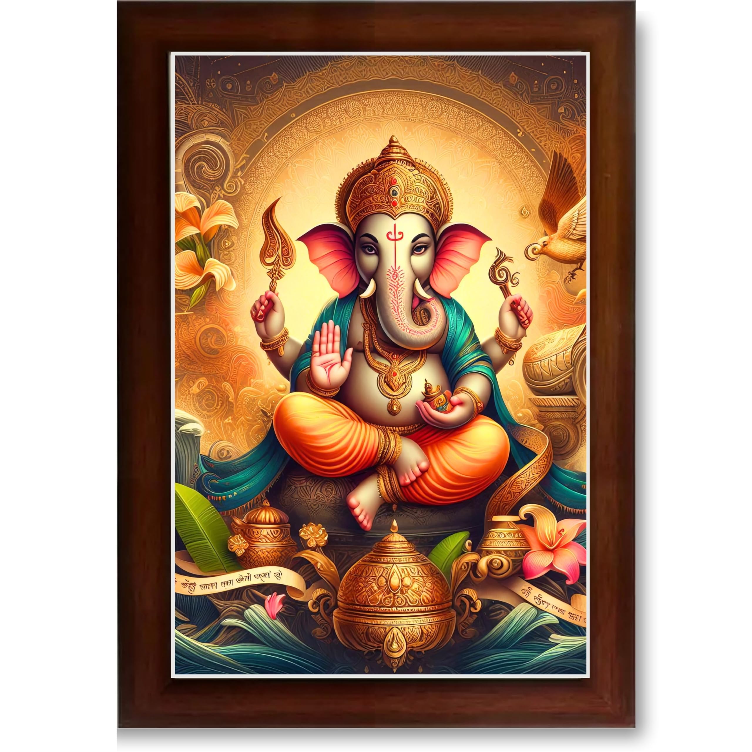 CRAFT QUEST Lord Ganesha Ganesh Ganpati Ganapathi Hanging Wall Painting Framed Home Decor