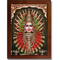 CRAFT QUEST Renuka Devi Yellamma Mata Ellamma Thalli Wall Painting Framed | South God Picture Frame for Home, Office, Temple & Gifting, Decor