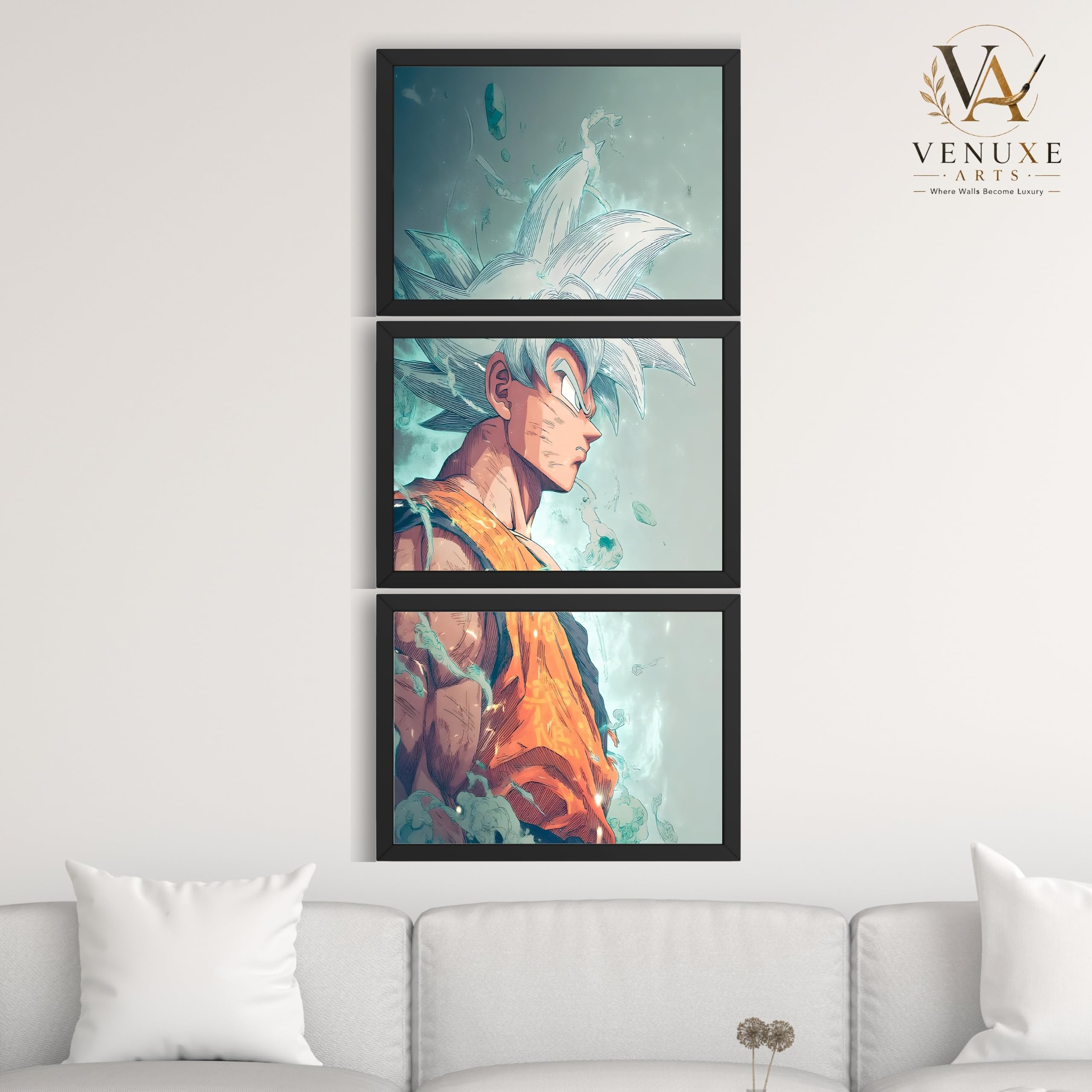 VENUXE ARTS Set Of 3 Anime Characters Wall Framed |Anime Characters Framed Poster for Living Room Bedroom Gaming Room Studio Wall Decor