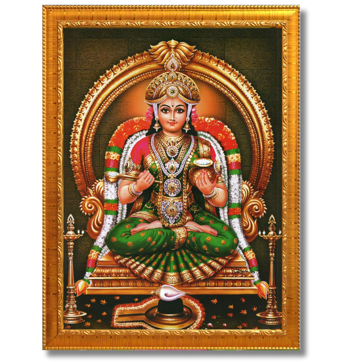 CRAFT QUEST Shiva & Maa Annapurna devi sitting on throne photo frame with Acrylic Glass for Kitchen, Food & Prosperity Blessing Hindu