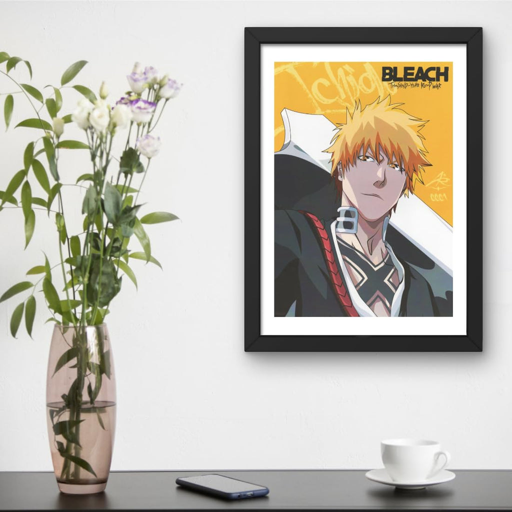 CRAFT QUEST Bleach thousand year blood war manga Poster Anime Laminated Posters Framed Painting with Matte Black Frame (14 Inches x 10 Inches)
