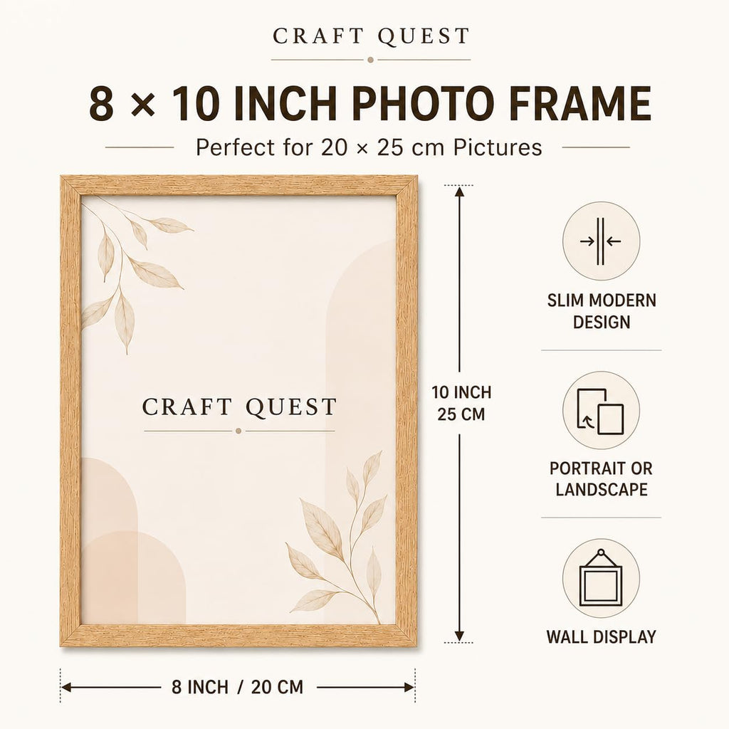 CRAFT QUEST 4X6 Inch Size synthetic Wall Mount Photo frames Single For Home Decoration, Living Room, Office Decoration (Natural, Set of 1)