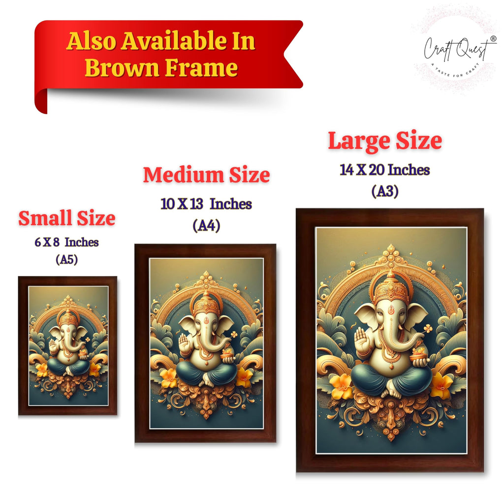 CRAFT QUEST Lord Ganpati Ganesh ji God Frame for Pooja Room & Wall Decor GA-254