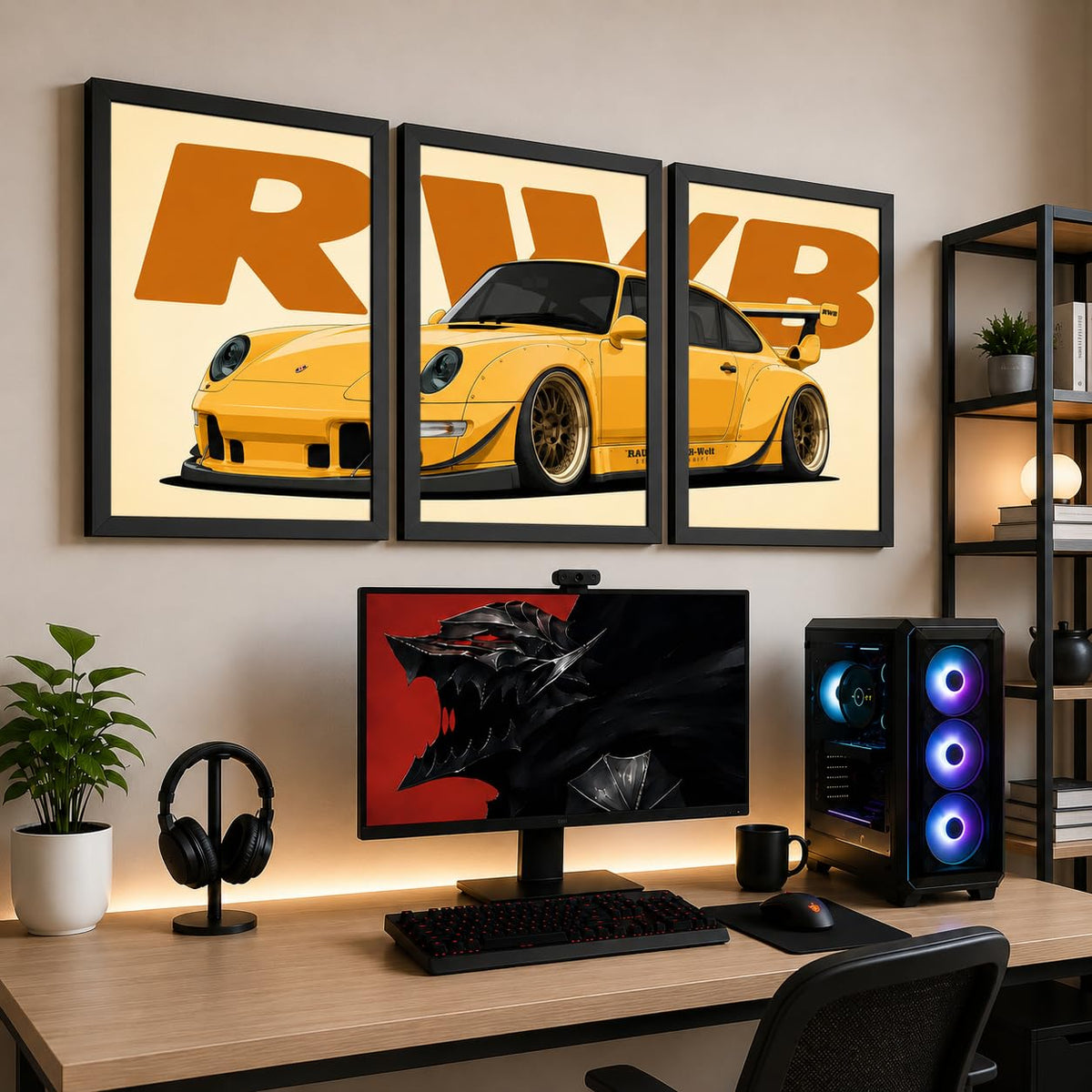 VENUXE ARTS Set Of 3 Big Sports Cars Framed Posters Gift Items for Boys Room Wall Decoration Bedroom Living Room Office Studio Décor | Car Poster Frame for Wall Décor