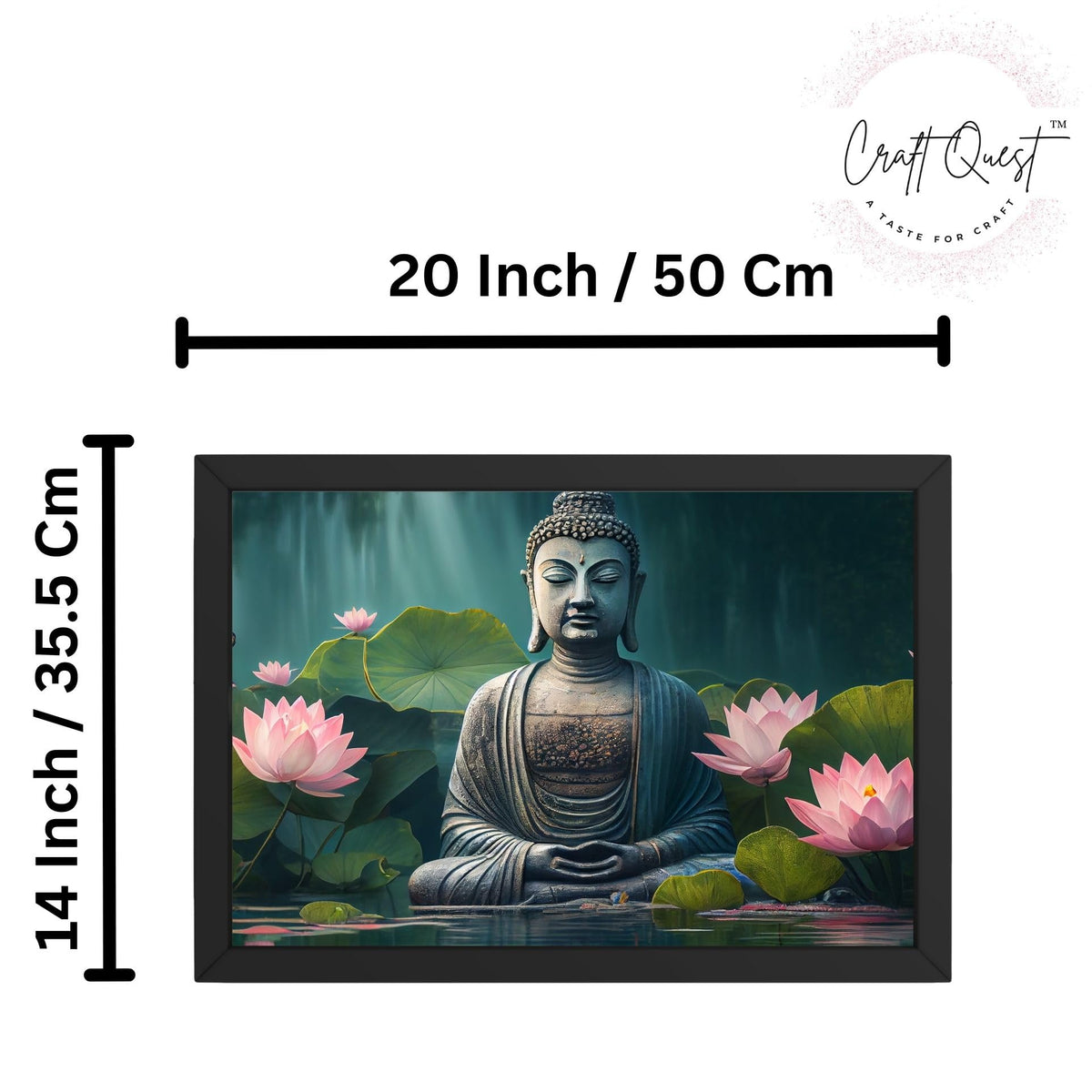 CRAFT QUEST Abstract Wall Art of Meditating Buddha Religious Painting With Frame with Acrylic glass for Home and Office Décor