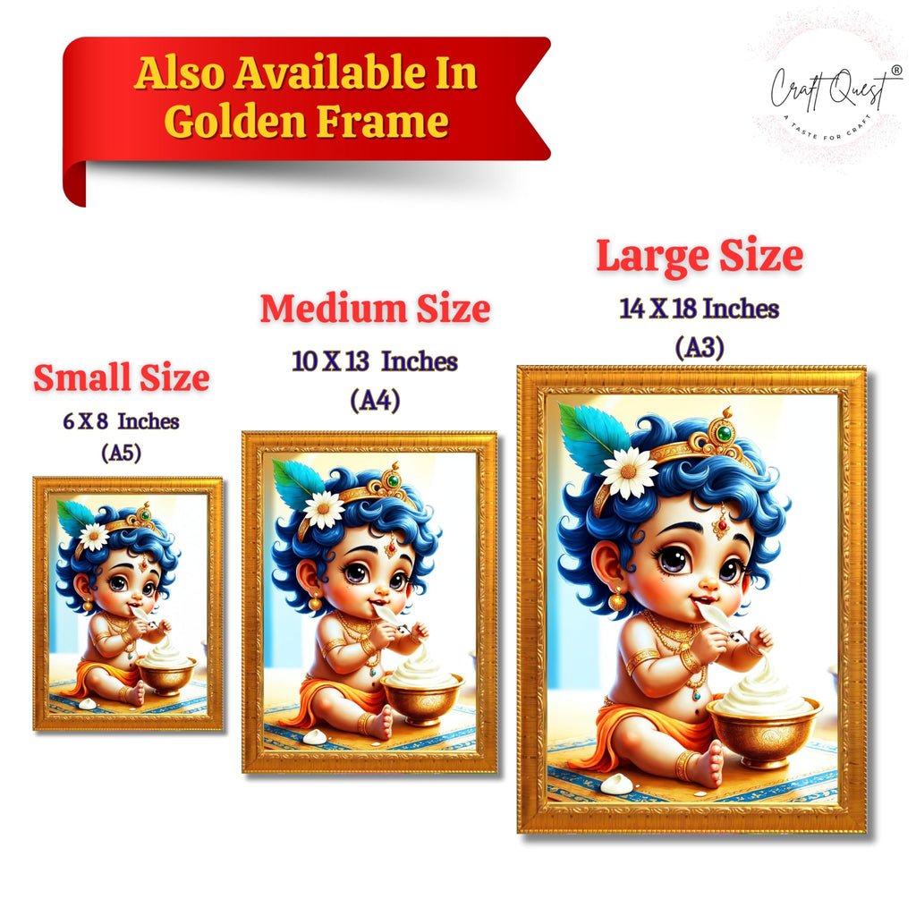 CRAFT QUEST Bal Gopal Painting Kanha Ji Poster | Walls Home Bedroom Living Room Decoration Gift.