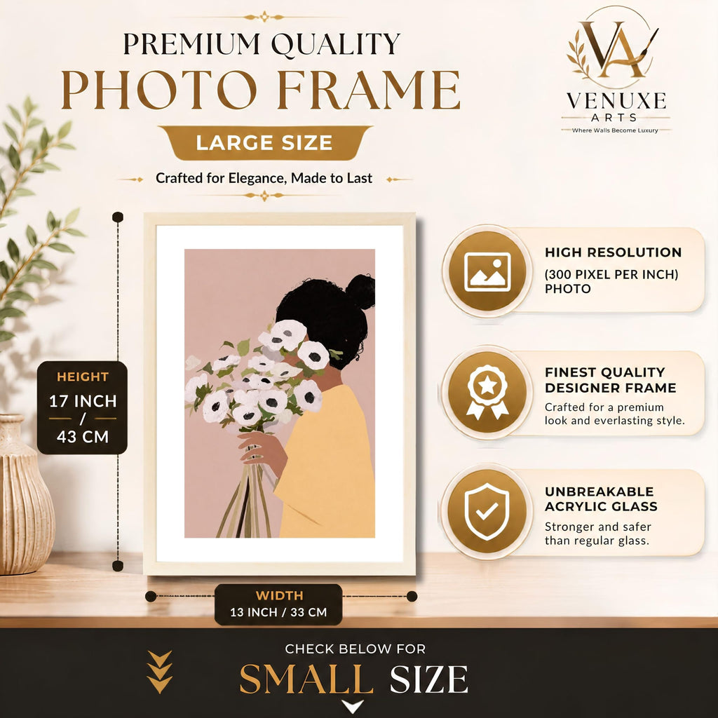VENUXE ARTS Womens Contemporary Wall Art Posters for Home, Office, Study & Bedroom | Ready to Hang Framed Wall Decor | Positive Quote Prints | Gift for Friends & Family