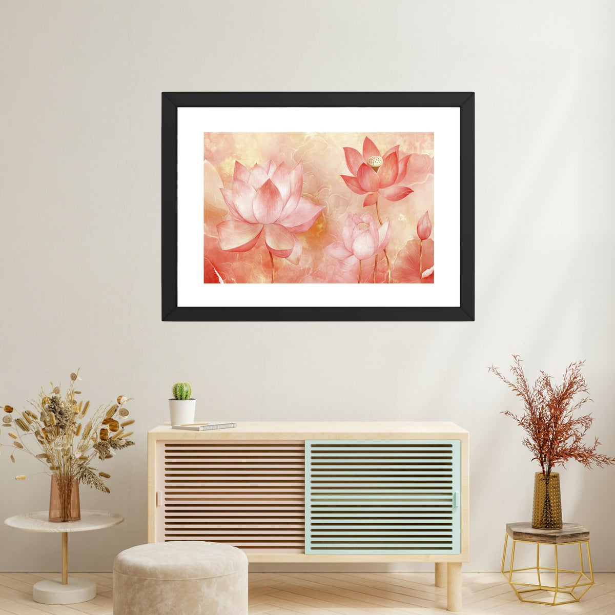 CRAFT QUEST Lotus Photo Frame Wall Vastu,Lotus Flower, Kamal Phool Painting for Vastu | Paintings for Home Decoration, Living room, and Office Décor