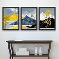 CRAFT QUEST Modern Art Abstract Ink Landscape Wall Art | Set of 3 Frames for Home Decoration | Ideal for Living Room, Bedroom & Offices
