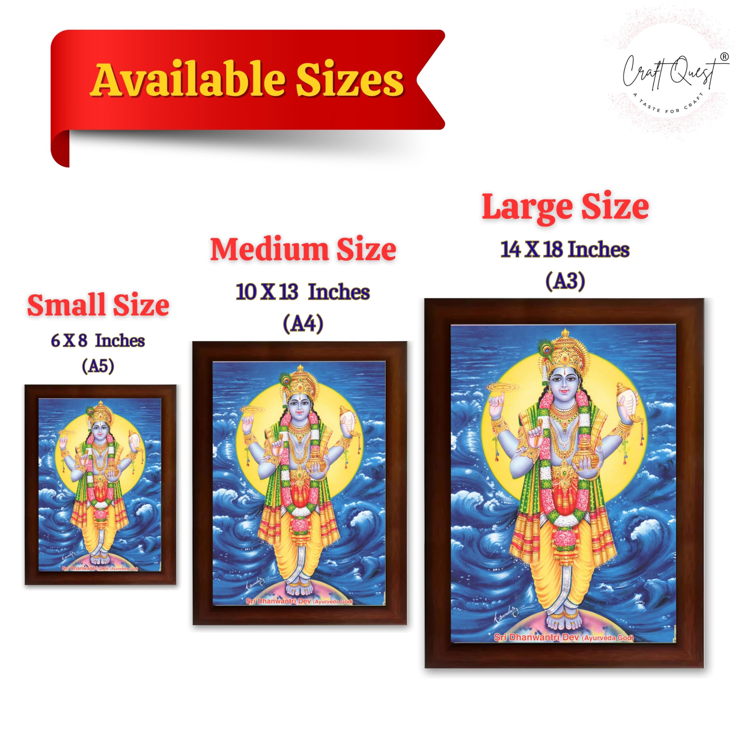 CRAFT QUEST Dhanvantari/Dhanvantri God of Health and Ayurveda Photo Frame