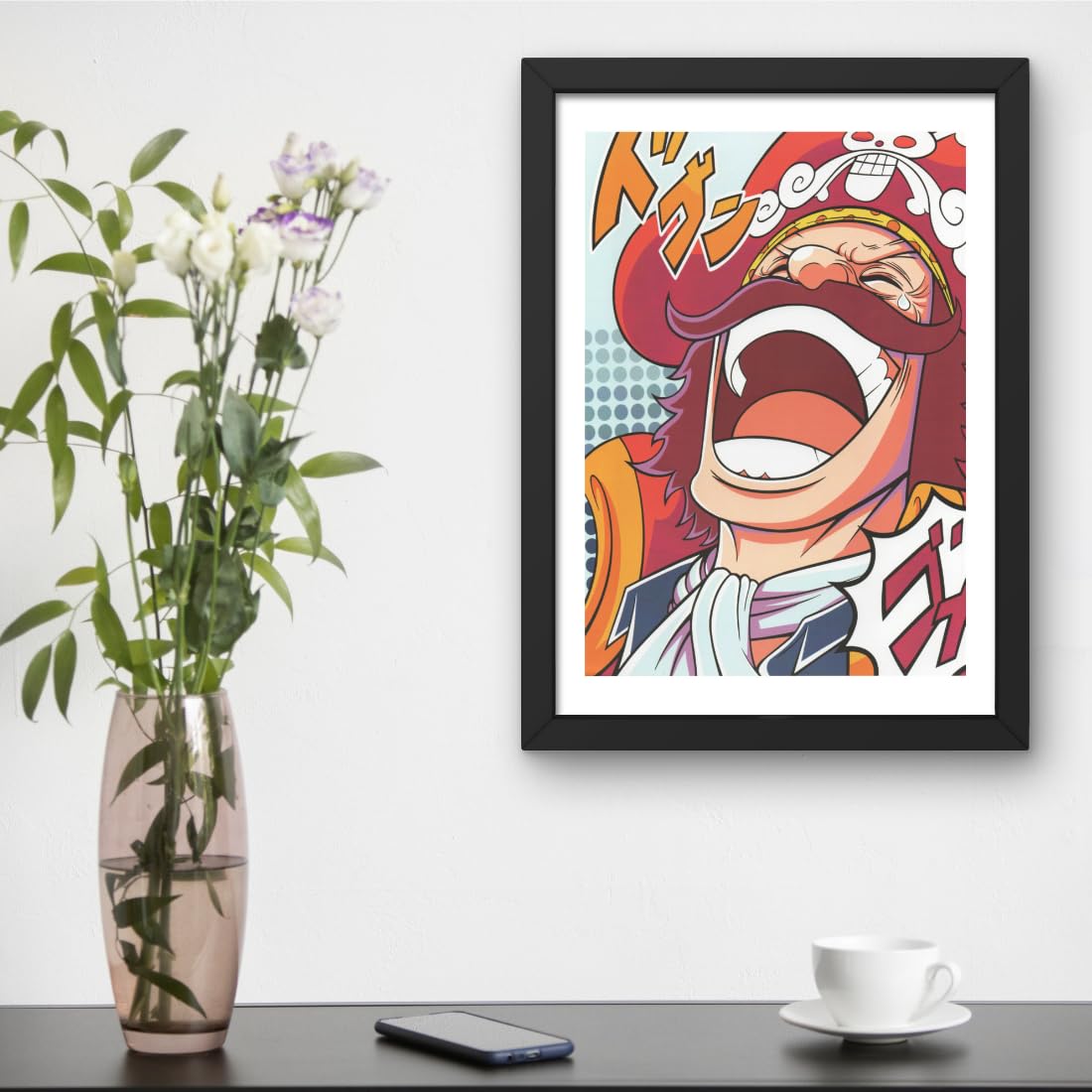 CRAFT QUEST One Piece Anime Laminated Posters Framed Painting with Matte Black Frame (14 Inches x 10 Inches)
