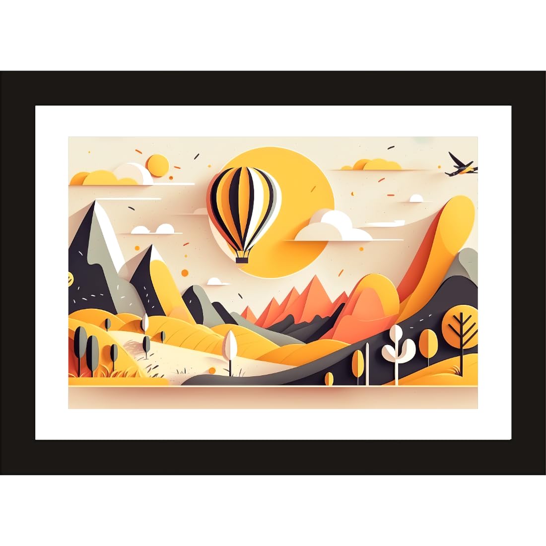 CRAFT QUEST Abstract Modern Dewy Clearing Art Poster Frame for Home & Office Wall Decoration - Portrait, Wall Display (Black, 14x10 Inch Frame with Art Print) (Tropical Reverie)