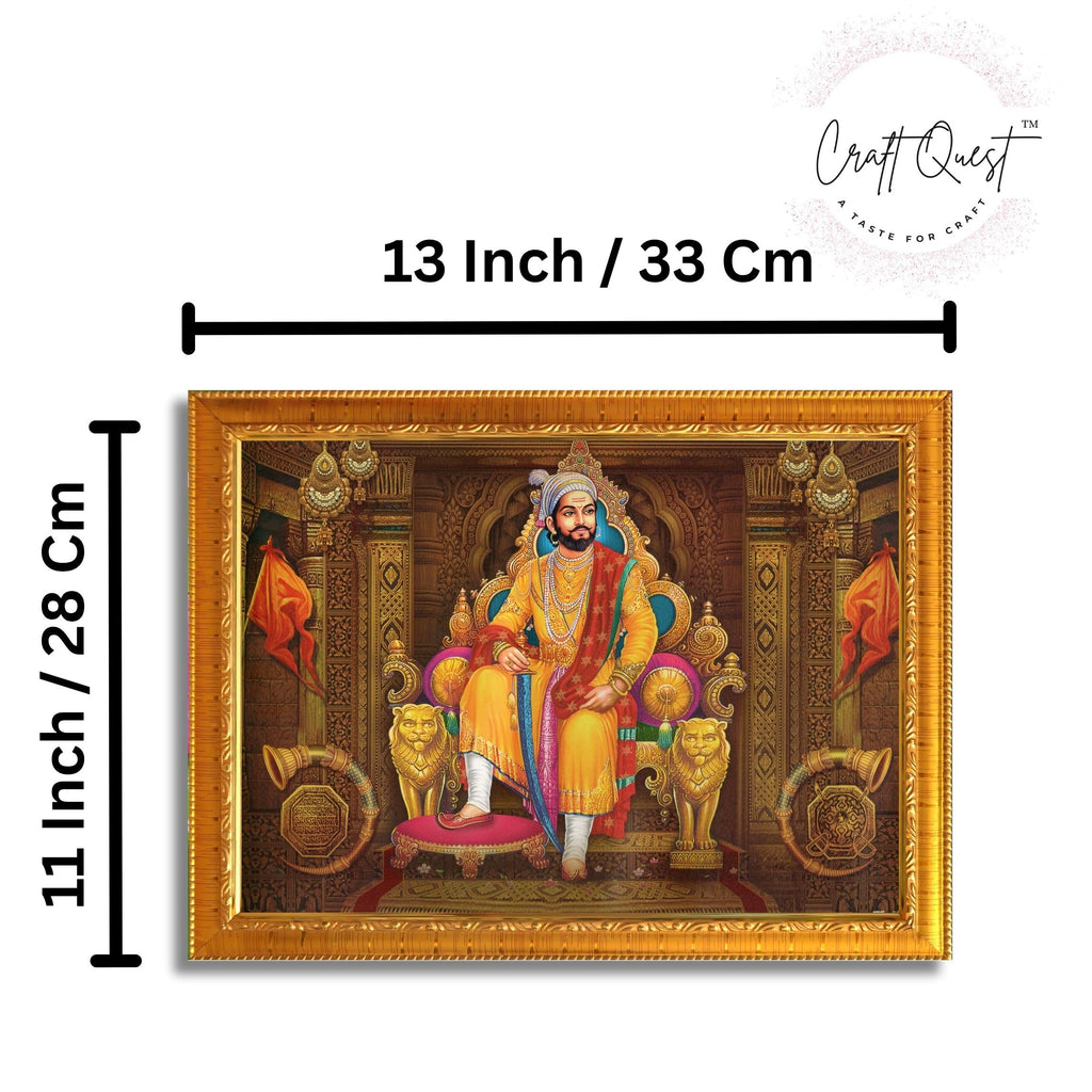 CRAFT QUEST Chhatrapati Shivaji Maharaj photo frame for Home Decorative items with synthetic frame