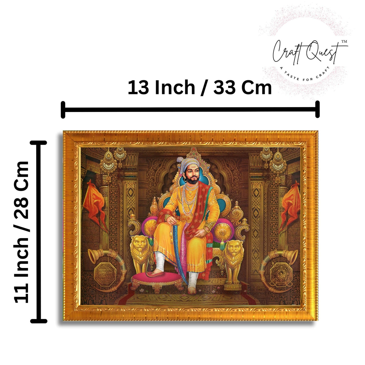 CRAFT QUEST Chhatrapati Shivaji Maharaj photo frame for Home Decorative items with synthetic frame