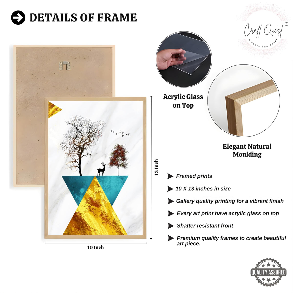 CRAFT QUEST Abstract Modern Art Wall Frame | Set of 3 Frames for Home Decoration | Ideal for Living Room, Bedroom & Offices
