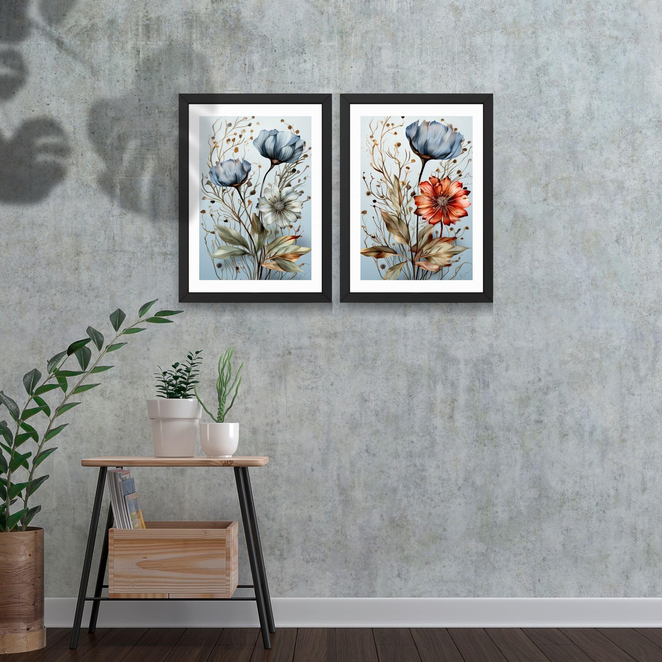 CRAFT QUEST 2 Piece Set of Wall Art poster Frame Painting for Wall Decoration With Acrylic Glass, for living room, Home, Restraunt, Office