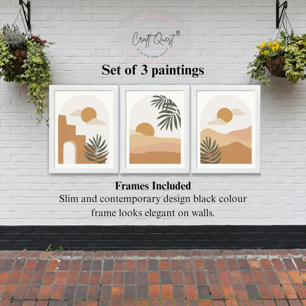 CRAFT QUEST Wall Art Decor Painting | Set of 3 Abstract Wall Art Frames for Home Decoration | Ideal for Living Room, Bedrooms & Offices