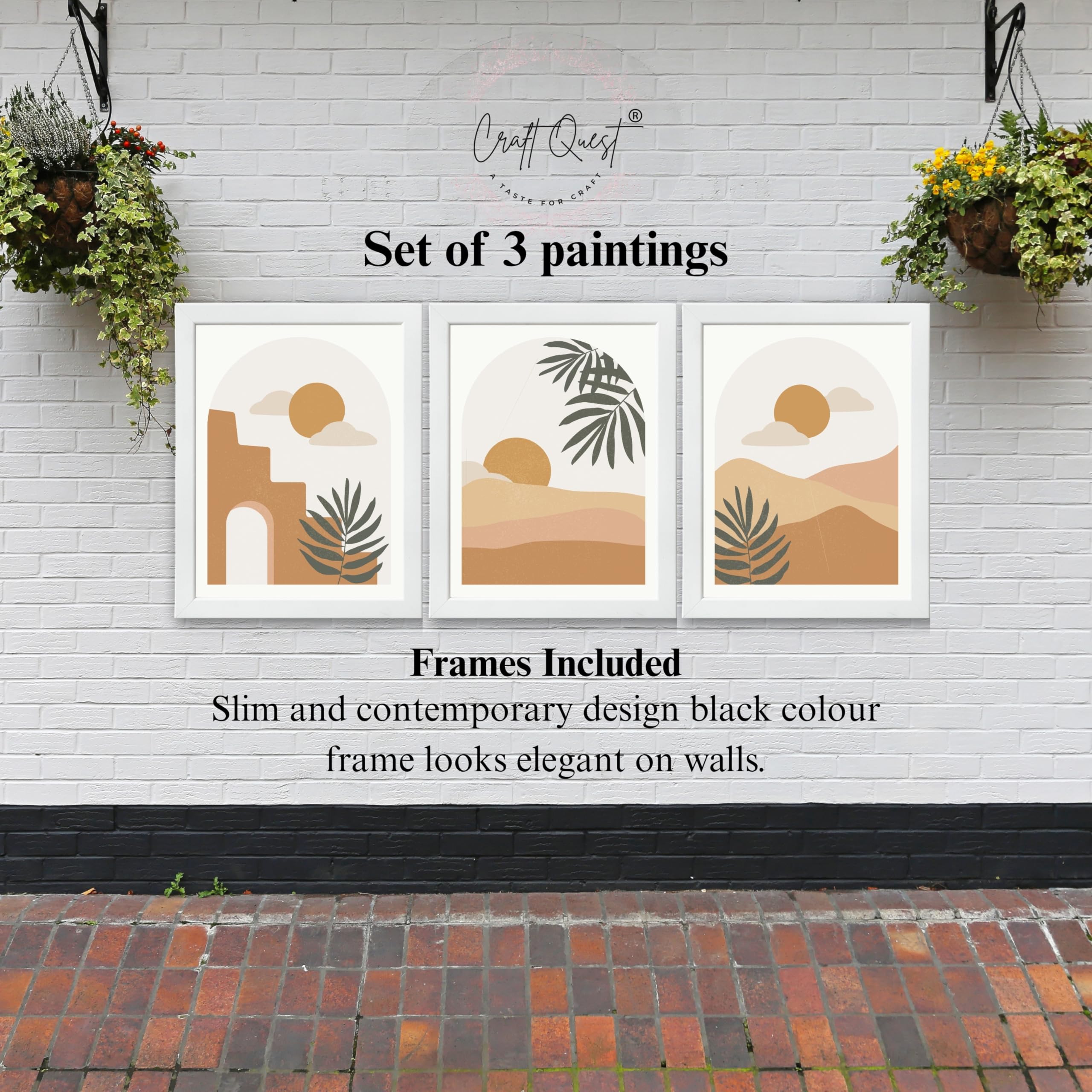 CRAFT QUEST Wall Art Decor Painting | Set of 3 Abstract Wall Art Frames for Home Decoration | Ideal for Living Room, Bedrooms & Offices