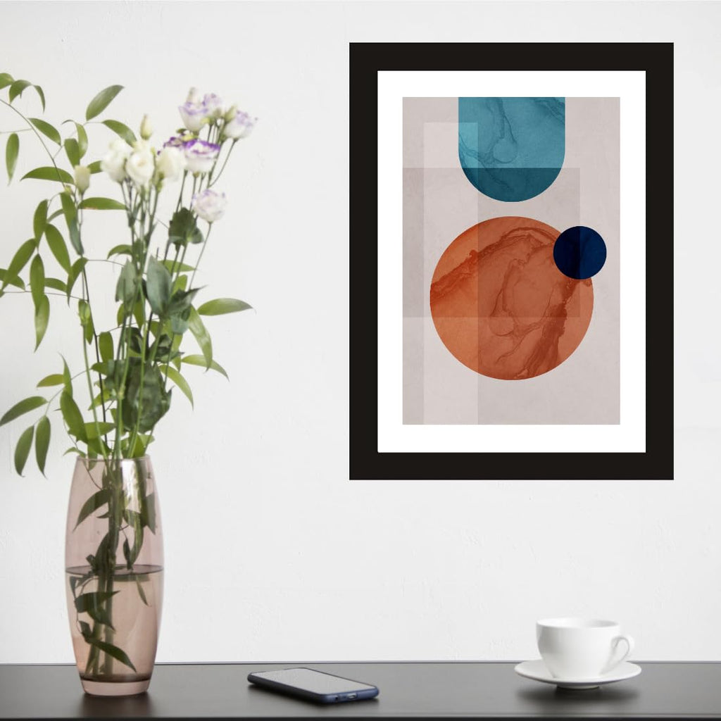 CRAFT QUEST Abstract Modern Quantum Quandary Art Poster Frame for Home & Office Wall Decoration - Portrait, Wall Display (Black, 14x10 Inch Frame with Art Print) (Tropical Reverie)