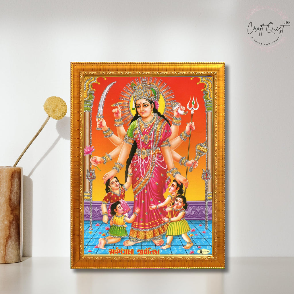 CRAFT QUEST Shri Jivantika Sarva Mangala mata Wall Painting Framed Home Décor