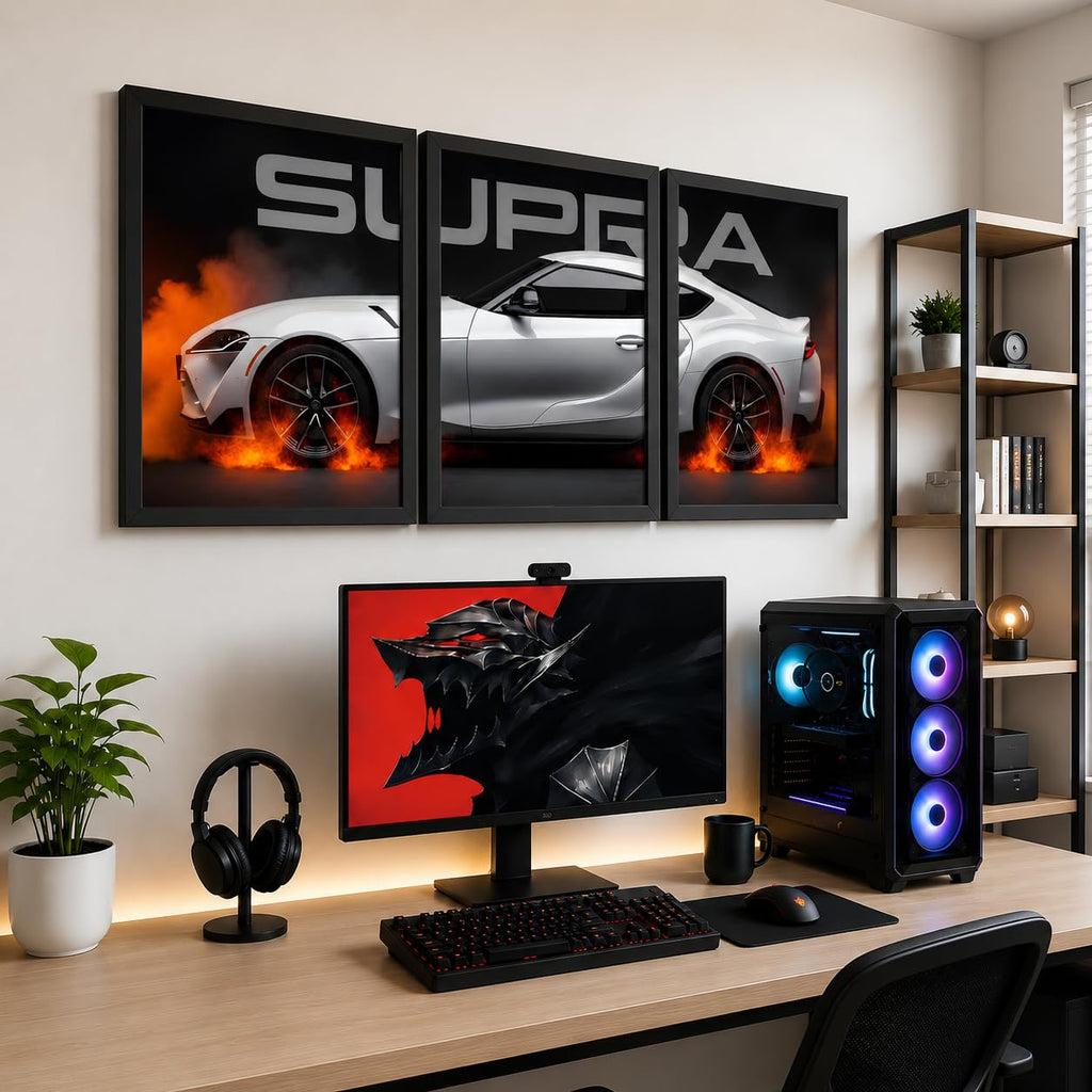 VENUXE ARTS Set Of 3 Big Sports Cars Framed Posters Gift Items for Boys Room Wall Decoration Bedroom Living Room Office Studio Décor | Car Poster Frame for Wall Décor