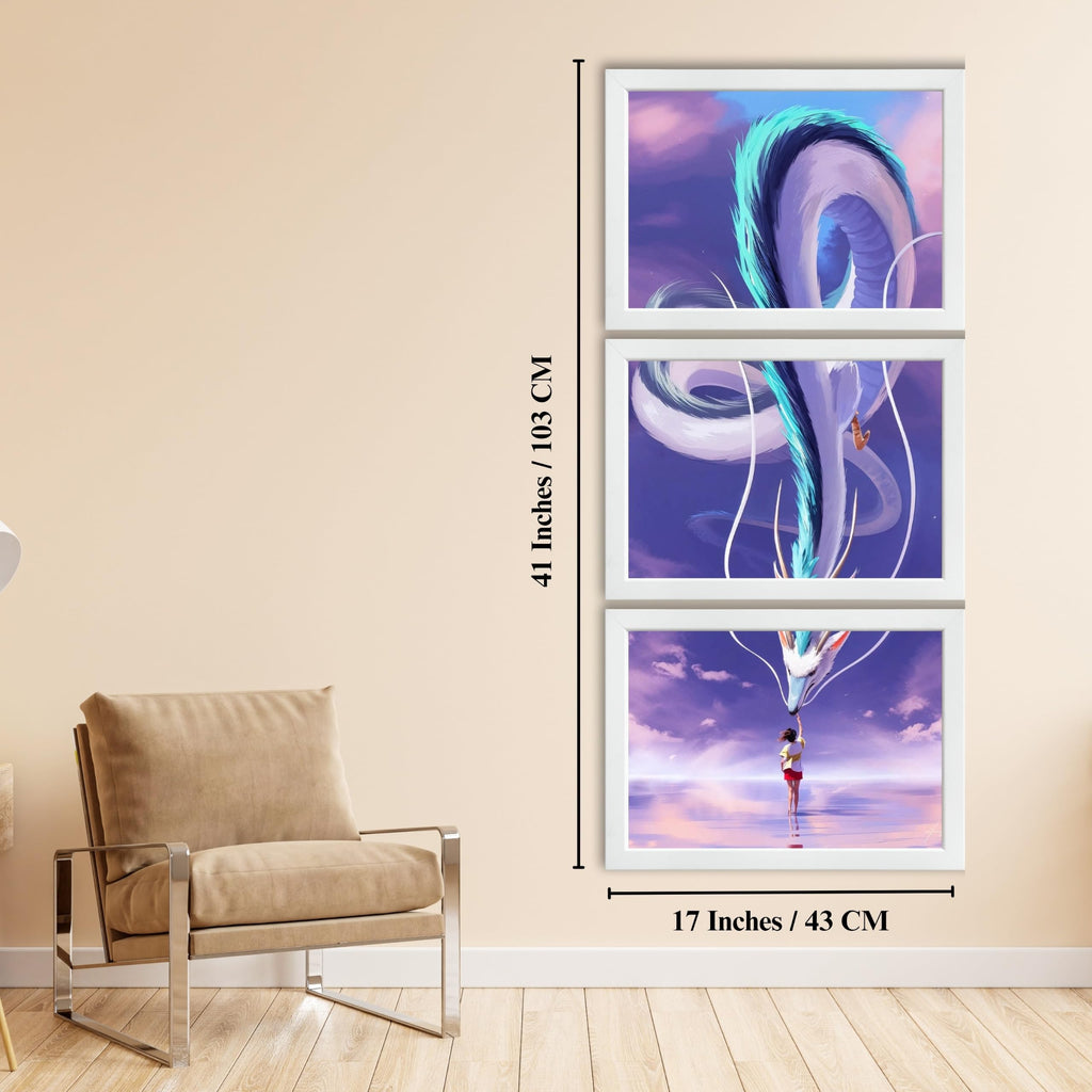 VENUXE ARTS Set Of 3 Anime Characters Wall Framed |Anime Characters Framed Poster for Living Room Bedroom Gaming Room Studio Wall Decor