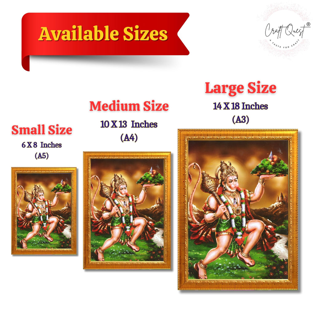 CRAFT QUEST Lord Bajrang Bali Hanuman Ji Photo Frame | Acrylic Glass, Lightweight & Waterproof | Ideal for Home, Office, Temple & Puja Room Wall Decor