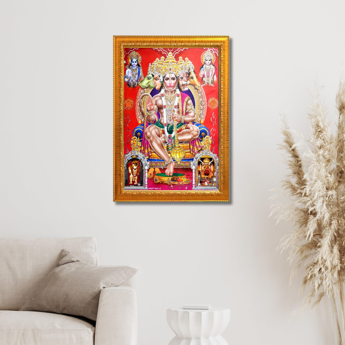 CRAFT QUEST Panchmukhi Hanuman JI | Bajrangbali Religious Photo frame Home Decorative Item Synthetic Wood
