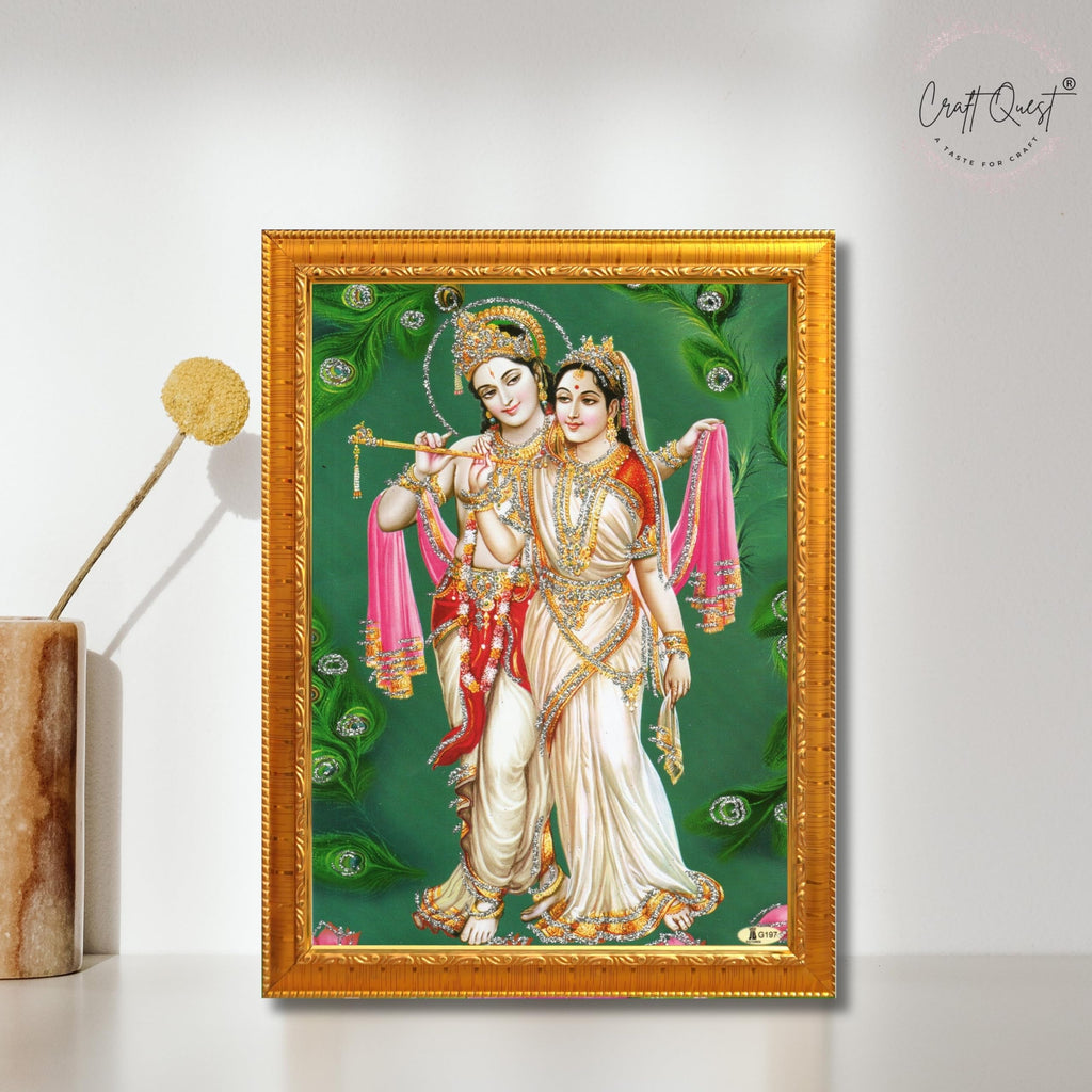 CRAFT QUEST Radha Krishna ji Painting With Frame Wall Paintings for Living Room, Bedroom, Office Décor