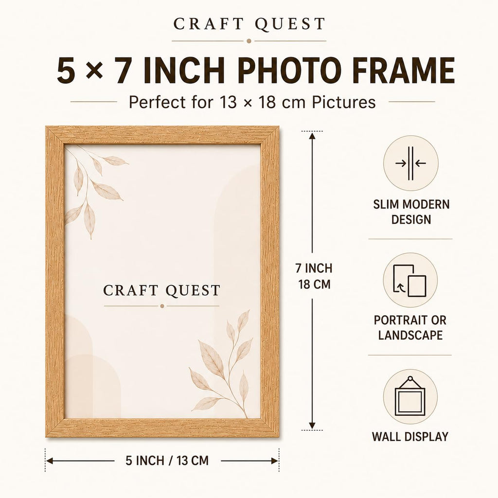 CRAFT QUEST 4X6 Inch Size synthetic Wall Mount Photo frames Single For Home Decoration, Living Room, Office Decoration (Natural, Set of 1)
