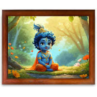 CRAFT QUEST Little Krishna Bal Gopal Makhan Chor Wall Photo Frame | Hindu God Kanha Devotional Home Decor | Gift Item