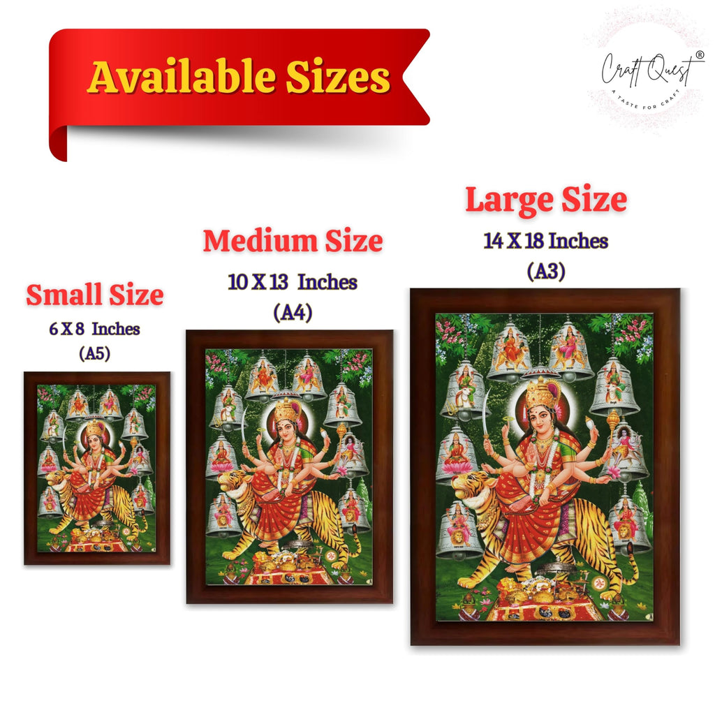 CRAFT QUEST Durga Maa Mata Goddess Nav Navadurga Navdurga Wall Painting Framed Home Decor