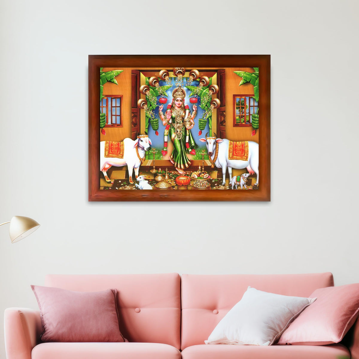 CRAFT QUEST Goddess Lakshmi Mata Wall Painting Photo Framed | Acrylic Glass, Lightweight | Ideal for Home, Office, Temple & Puja Room, Wall Decor