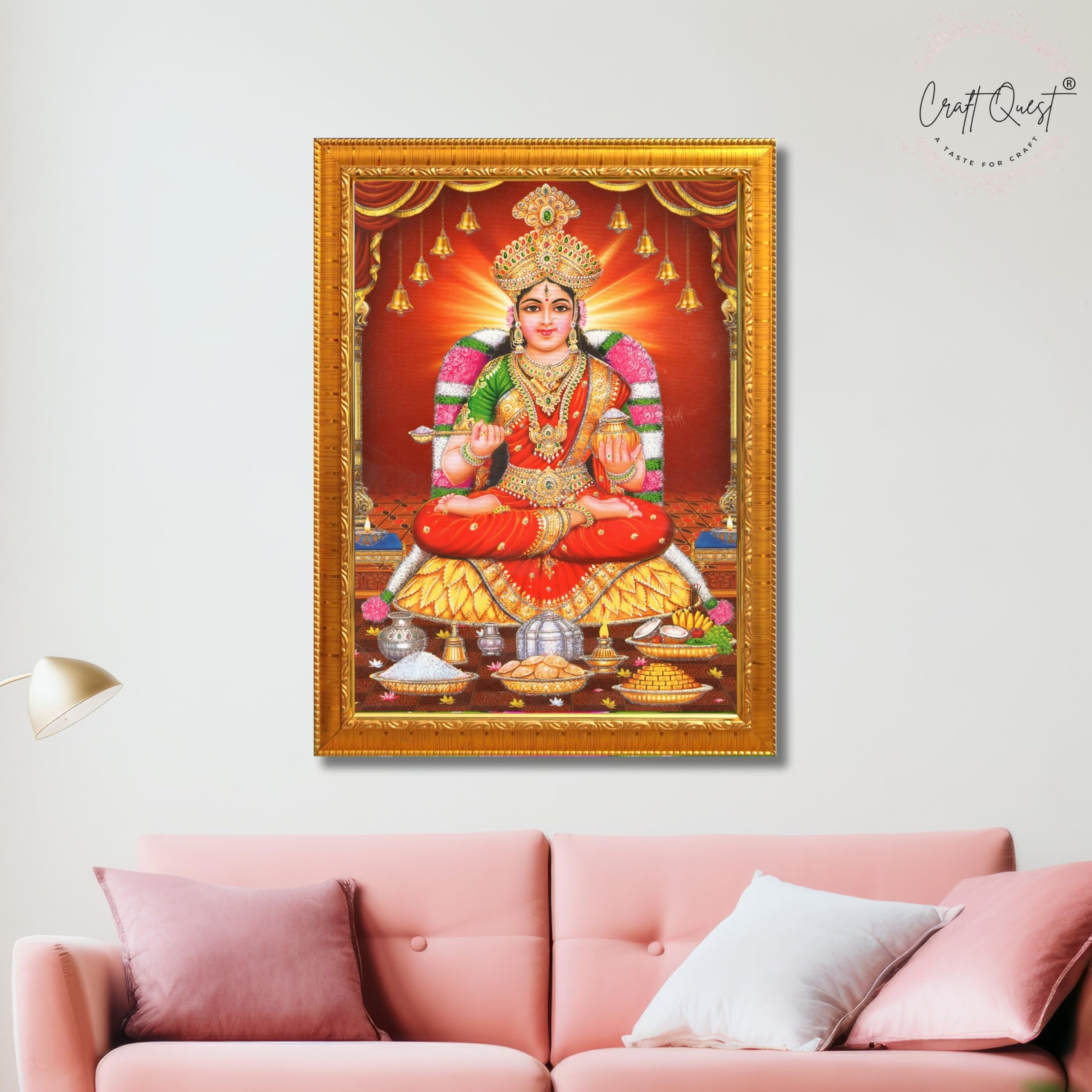 CRAFT QUEST Mata Annapurna Devi Photo for Kitchen Maa Wall Painting Framed Home Décor