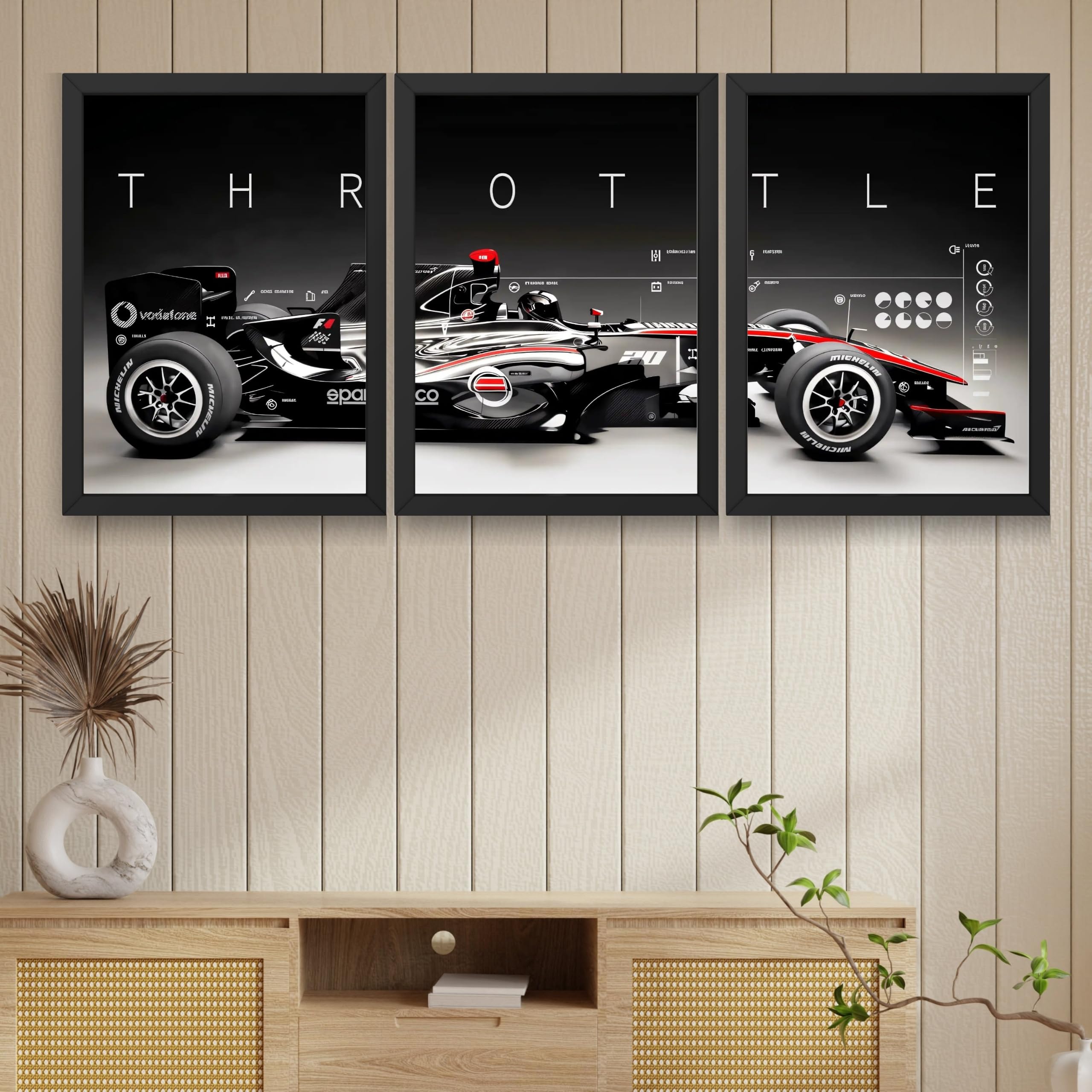 VENUXE ARTS Set Of 3 Big Sports Cars Framed Posters Gift Items for Boys Room Wall Decoration Bedroom Living Room Office Studio Décor | Car Poster Frame for Wall Décor
