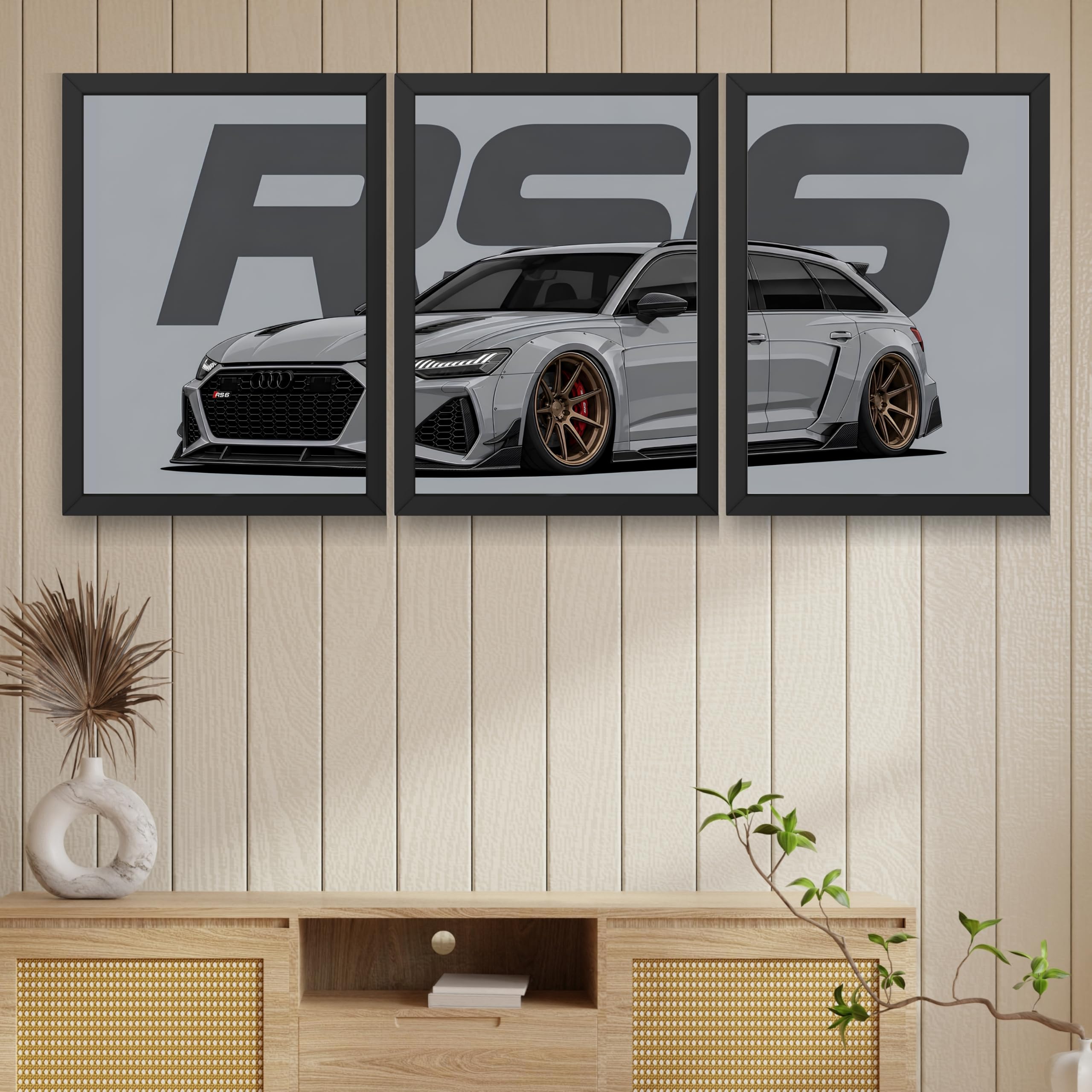 VENUXE ARTS Set Of 3 Big Sports Cars Framed Posters Gift Items for Boys Room Wall Decoration Bedroom Living Room Office Studio Décor | Car Poster Frame for Wall Décor