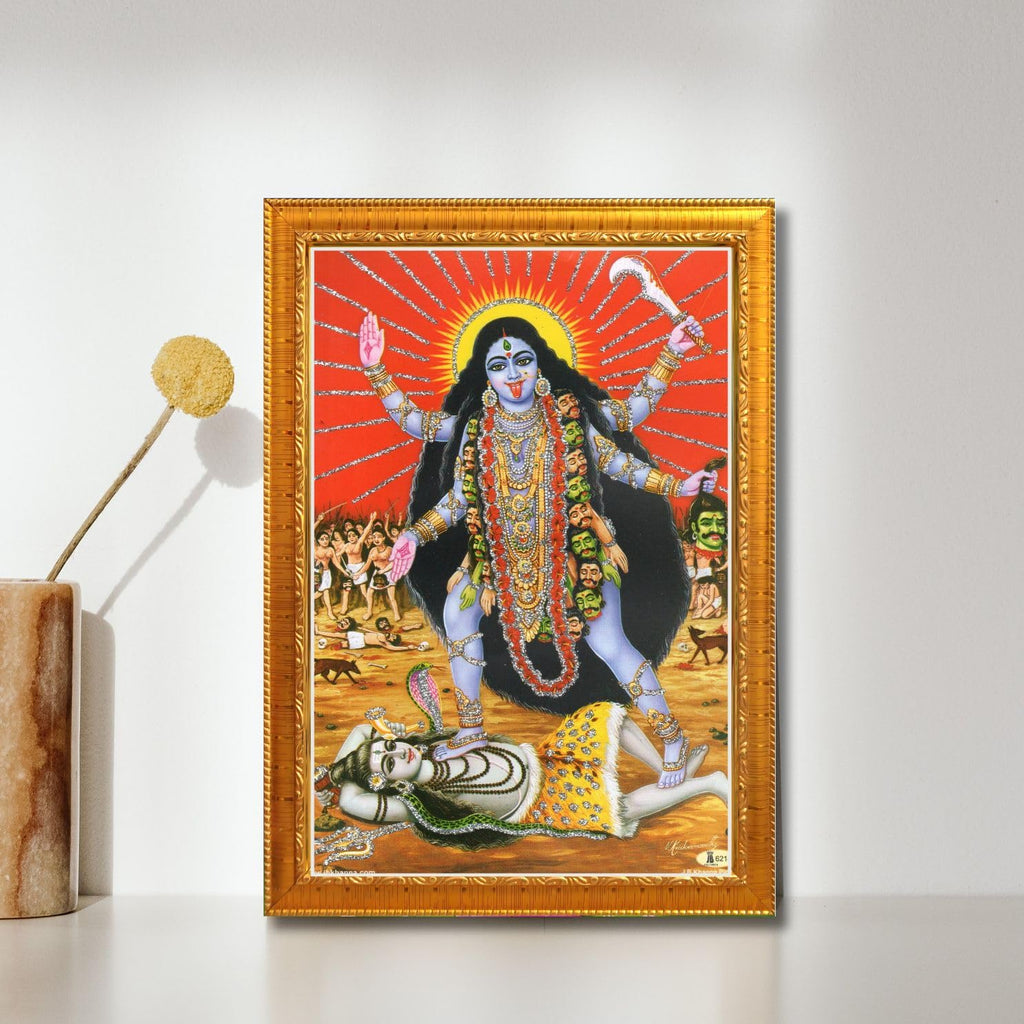 CRAFT QUEST Kali Mata photo with frame, God Religious Framed With Acrylic Glass