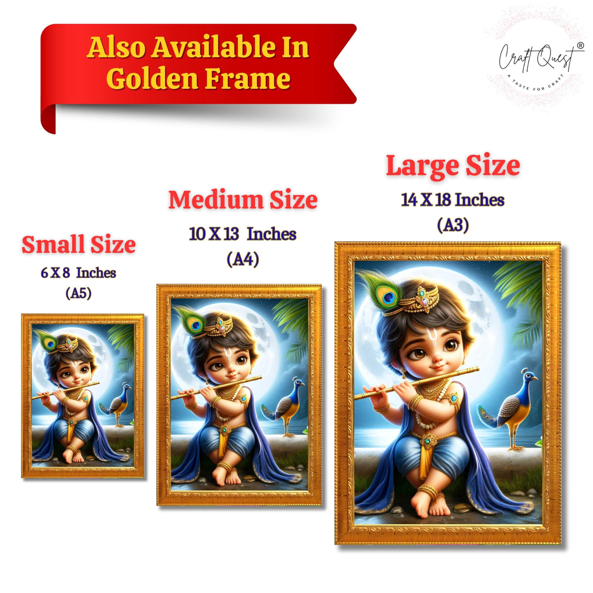 CRAFT QUEST Bal Gopal Painting | Mohan Murari Kanha Ji Poster | Walls Home Bedroom Living Room Decoration Gift.