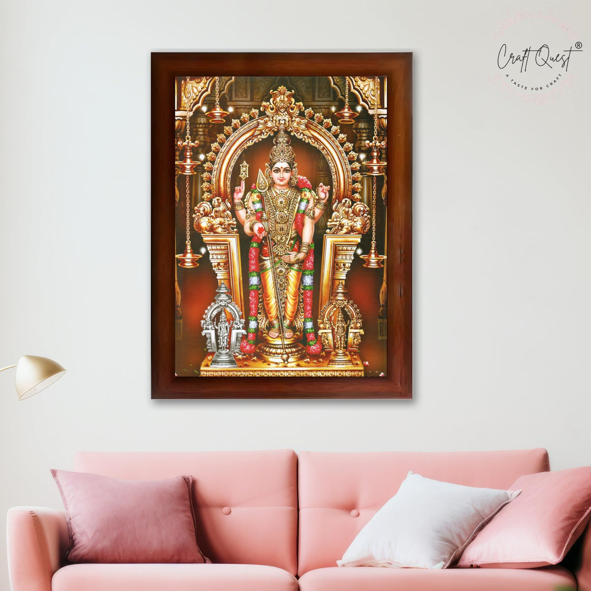CRAFT QUEST Tiruchendur Murugan Lord Subramanya Swamy Wall Photo Frame | South God Picture Frame for Home, Office, Temple & Gifting